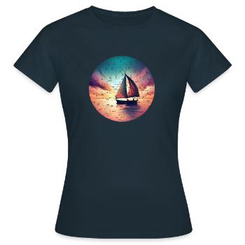 Le voilier navigue dans le sunset grunge - T-shirt Femme - marine - Devant - AI Model Female 172 dark (172cm)