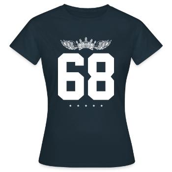 68 Zahl Krone - Frauen T-Shirt - Navy - Vorne - AI Model Female 172 dark (172cm)