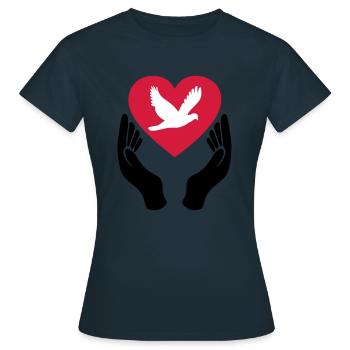 Colombe de la Paix - Amour - Pacifiste - T-shirt Femme - marine - Devant - AI Model Female 172 dark (172cm)