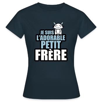 je suis l'adorable petit frère - T-shirt Femme - marine - Devant - AI Model Female 172 dark (172cm)