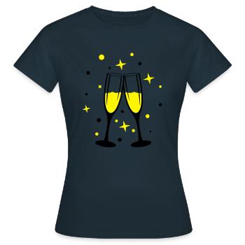 sekt anstossen - Frauen T-Shirt - Navy - Vorne - AI Model Female 172 dark (172cm)