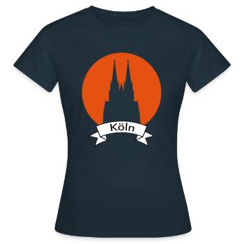 Cercle de la cathédrale de Cologne - T-shirt Femme - marine - Devant - AI Model Female 172 dark (172cm)
