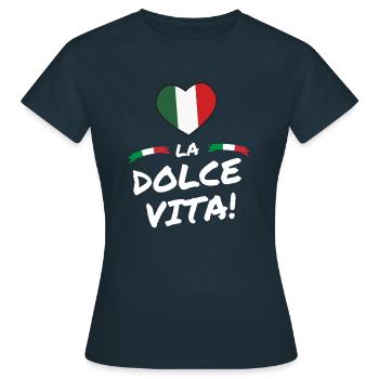Italia Italy Italien Bella Italia Dolce Vita - Frauen T-Shirt - Navy - Vorne - AI Model Female 172 dark (172cm)