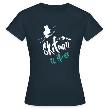 Skiing St Moritz - Women's T-Shirt - navy - Front - AI Model Female 172 dark (172cm)