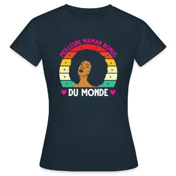 Meilleure maman bonus monde vintage femme noire - T-shirt Femme - marine - Devant - AI Model Female 172 dark (172cm)