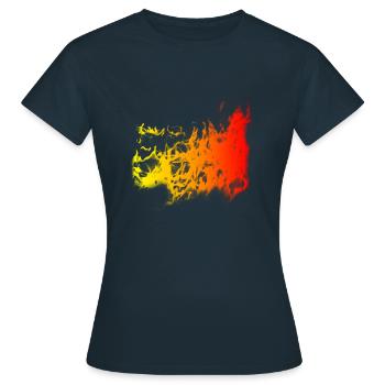 Feuer - Frauen T-Shirt - Navy - Vorne - AI Model Female 172 dark (172cm)