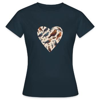 Plumage amour coeur Motif - T-shirt Femme - marine - Devant - AI Model Female 172 dark (172cm)