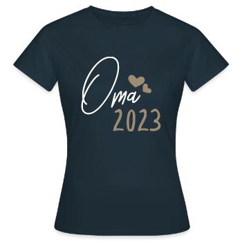 Werdende Oma 2023 - Frauen T-Shirt - Navy - Vorne - AI Model Female 172 dark (172cm)
