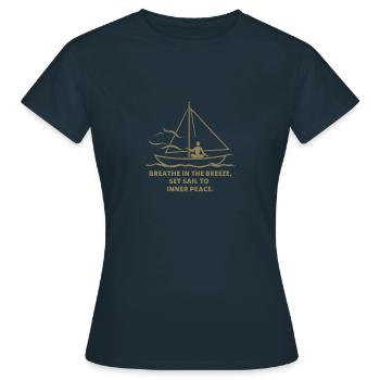 Segeln Atmen Ruhe Segelboot - Frauen T-Shirt - Navy - Vorne - AI Model Female 172 dark (172cm)