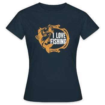 Angler Angelhaken Angelrute Sportfischer - Frauen T-Shirt - Navy - Vorne - AI Model Female 172 dark (172cm)