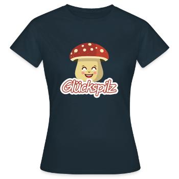 Glückspilz mit lächelndem Pilz - Frauen T-Shirt - Navy - Vorne - AI Model Female 172 dark (172cm)