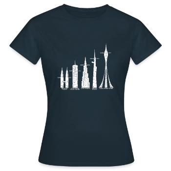 Höchste Wolkenkratzer Wolken Gebäude Mega Türme - Frauen T-Shirt - Navy - Vorne - AI Model Female 172 dark (172cm)