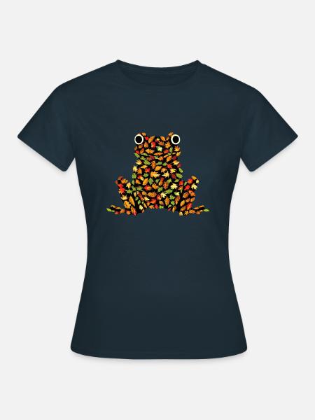 Frosch aus Herbstblättern - Frauen T-Shirt - Navy
