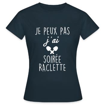 Je peux pas j ai soirée raclette blanc - T-shirt Femme - marine - Devant - AI Model Female 172 dark (172cm)