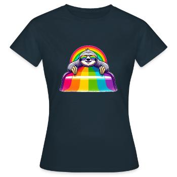 LGBTQ Pride Sloth Rainbow Playground - Women's T-Shirt - navy - Front - AI Model Female 172 dark (172cm)
