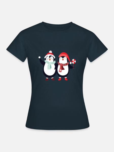 süße Pinguine Weihnachten - Frauen T-Shirt - Navy