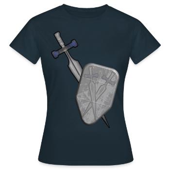 sword and shield - Women's T-Shirt - navy - Front - AI Model Female 172 dark (172cm)