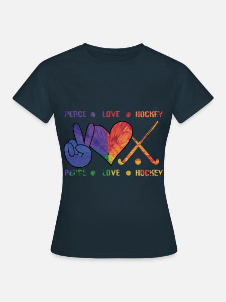 Peace Love Hockey - Frauen T-Shirt - Navy