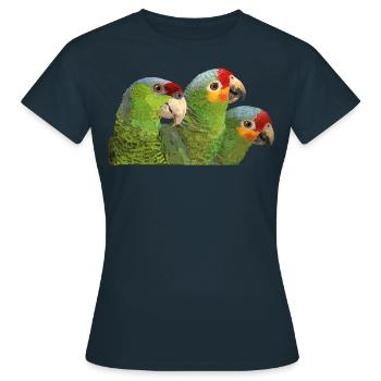 Rotfrontiger Amazonas und lila gekrönter Papagei - Frauen T-Shirt - Navy - Vorne - AI Model Female 172 dark (172cm)