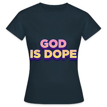 God Religion - Women's T-Shirt - navy - Front - AI Model Female 172 dark (172cm)
