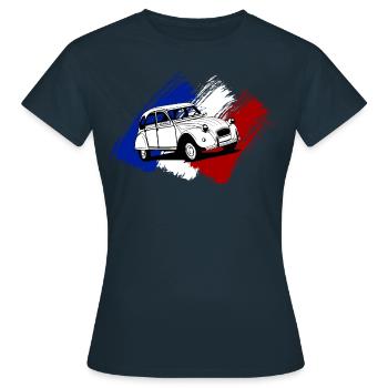 Citroën 2CV Drapeau France Dedeuche - T-shirt Femme - marine - Devant - AI Model Female 172 dark (172cm)