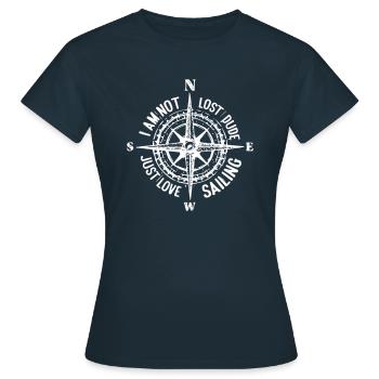 Kompass Boot Segler Yacht Segelboot Sailing Segeln - Frauen T-Shirt - Navy - Vorne - AI Model Female 172 dark (172cm)