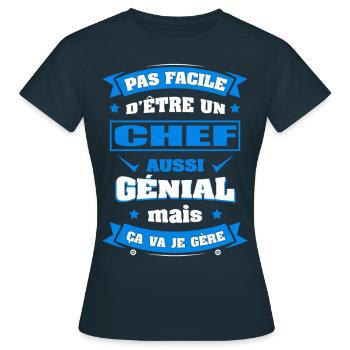 CHEF GÉNIAL - T-shirt Femme - marine - Devant - AI Model Female 172 dark (172cm)