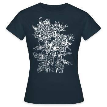 Vintage Retro Flower Floral Design Art Floral - T-shirt Femme - marine - Devant - AI Model Female 172 dark (172cm)