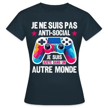 Ich bin nicht asozial - Frauen T-Shirt - Navy - Vorne - AI Model Female 172 dark (172cm)
