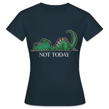 Dino TRex Dinosaurier Müde Kein Bock Faul Geschenk - Frauen T-Shirt - Navy - Vorne - AI Model Female 172 dark (172cm)
