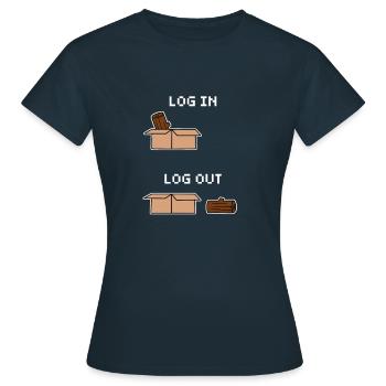 Computer Science Computer Humor Funny Log In Log Out - Women's T-Shirt - navy - Front - AI Model Female 172 dark (172cm)