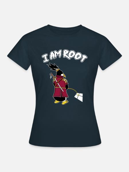 Linux Pingouin I Am Root Geeks Geeks Nerd Computer Ninja - T-shirt Femme - marine