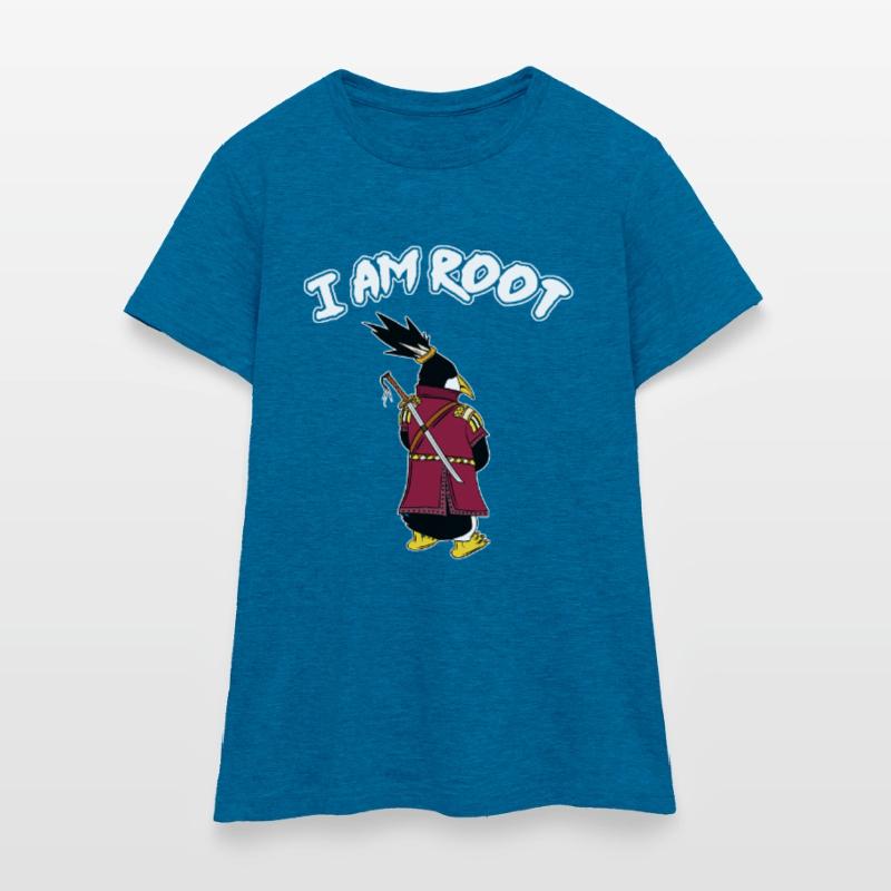 Linux Pinguin I Am Root Geeks Nerd Computer Ninja Frauen T-Shirt