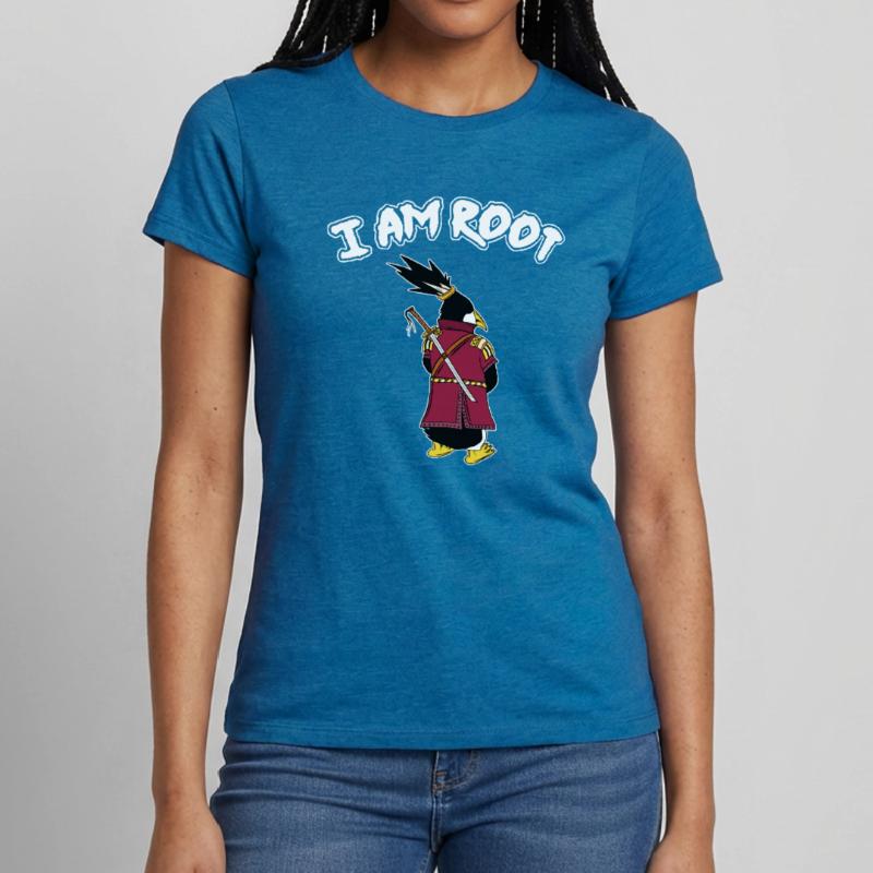 Linux Pinguin I Am Root Geeks Nerd Computer Ninja Frauen T-Shirt