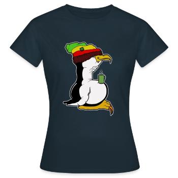 Tux Linux Pingouin Pingouin pause café maniaque Rasta - T-shirt Femme - marine - Devant - AI Model Female 172 dark (172cm)