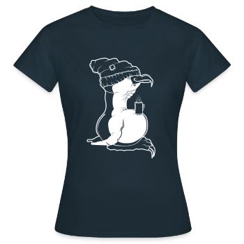 Tux Linux Penguin Coffee Break Ordinateur Freak Nerd - T-shirt Femme - marine - Devant - AI Model Female 172 dark (172cm)