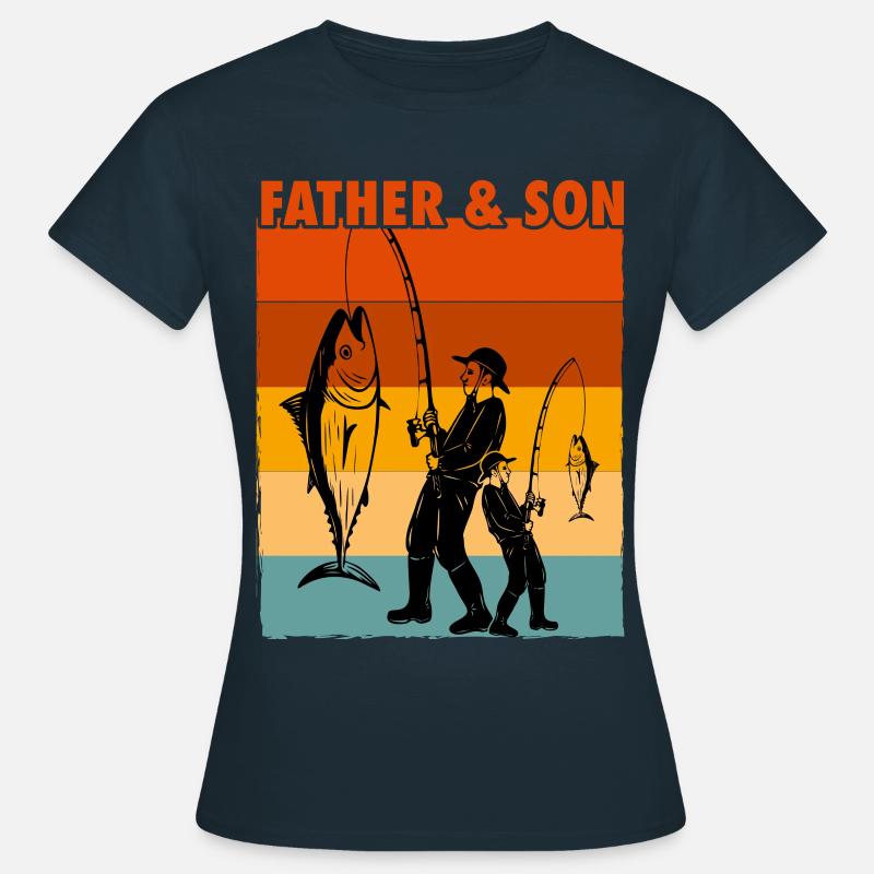 Padre e figlio Pesca Fischer Retro - Maglietta da donna - navy