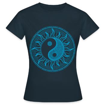 Qi Gong Yin Yang - Frauen T-Shirt - Navy - Vorne - AI Model Female 172 dark (172cm)