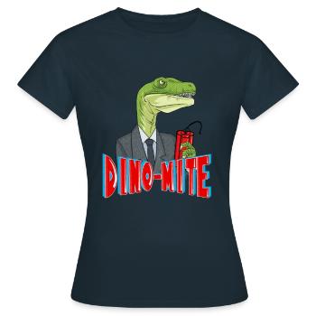 Explosiver Dinosaurier Dino-Mite mit Dynamite in - Frauen T-Shirt - Navy - Vorne - AI Model Female 172 dark (172cm)