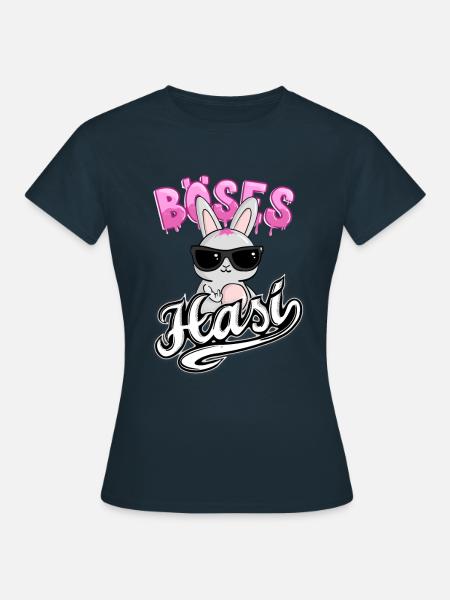 Das Böse Hasi mit cooler Sonnenbrille zeigt den - Frauen T-Shirt - Navy