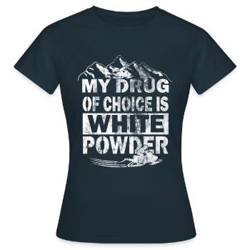 Meine Lieblings Droge weisses Pulver Tiefschnee - Frauen T-Shirt - Navy - Vorne - AI Model Female 172 dark (172cm)
