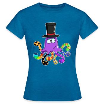 Funny Special Sea Animal Socktopus Colorful - Frauen T-Shirt - Antikblaues Saphir meliert - Vorne - AI Model Female 172 dark (172cm)