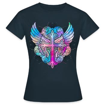 Croix du christianisme - T-shirt Femme - marine - Devant - AI Model Female 172 dark (172cm)