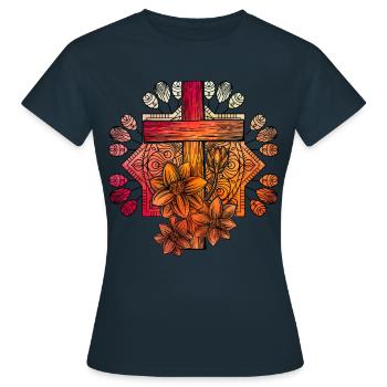 Croix du christianisme - T-shirt Femme - marine - Devant - AI Model Female 172 dark (172cm)