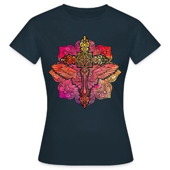 Croix du christianisme - T-shirt Femme - marine - Devant - AI Model Female 172 dark (172cm)