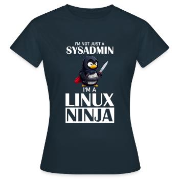Linux Ninja I'm not a SysAdmin Tux Ninja Wizzard - Frauen T-Shirt - Navy - Vorne - AI Model Female 172 dark (172cm)