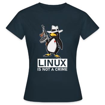 Linux is Not A Crime Linux Tux Penguin - Frauen T-Shirt - Navy - Vorne - AI Model Female 172 dark (172cm)