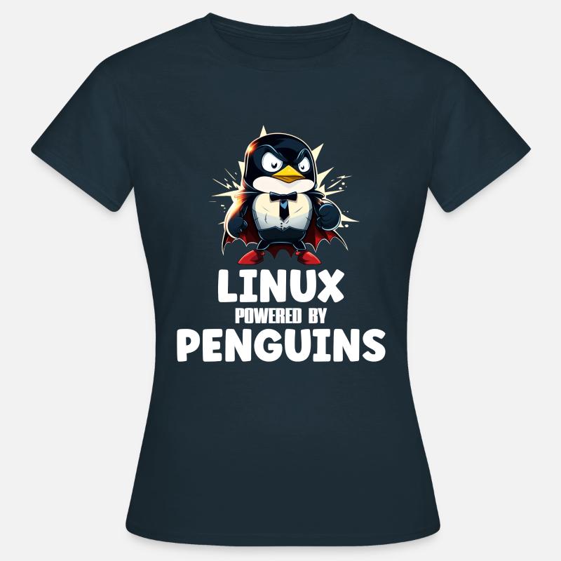 Linux Powered By Penguins - Frauen T-Shirt - Navy