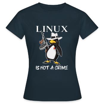 Linux is Not A Crime Tux Linux Penguin Gangster - Frauen T-Shirt - Navy - Vorne - AI Model Female 172 dark (172cm)