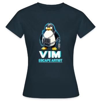 Funny for Linux Admins VIM Escape Artist Tux - Frauen T-Shirt - Navy - Vorne - AI Model Female 172 dark (172cm)